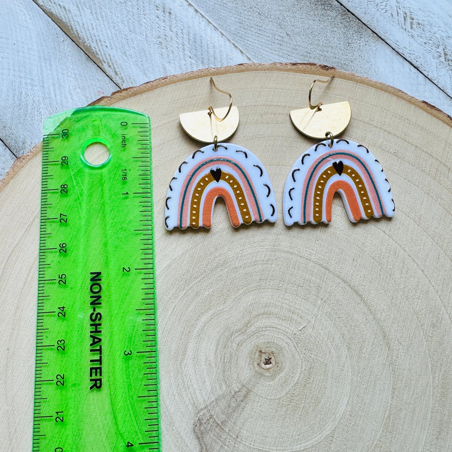 Brass Rainbow Dangle Earrings