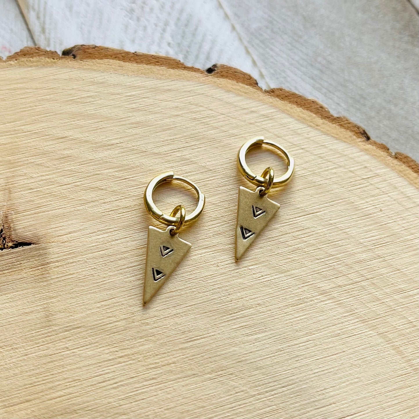 Triangle Huggie Hoop Earrings