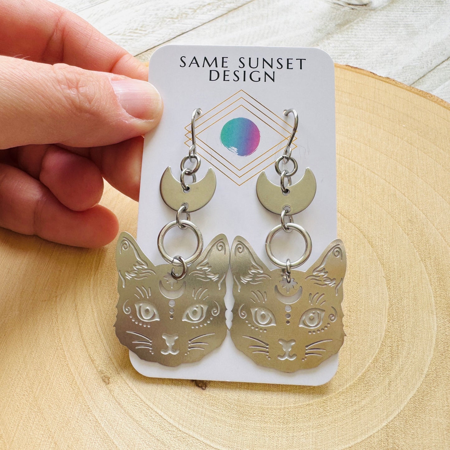 Stainless Steel Cat Earrings