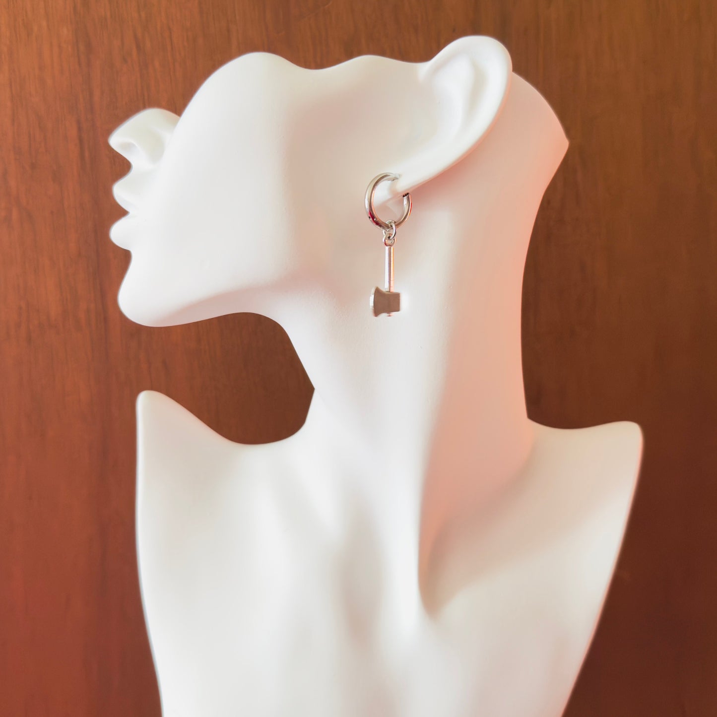 Silver Axe Huggie Hoops