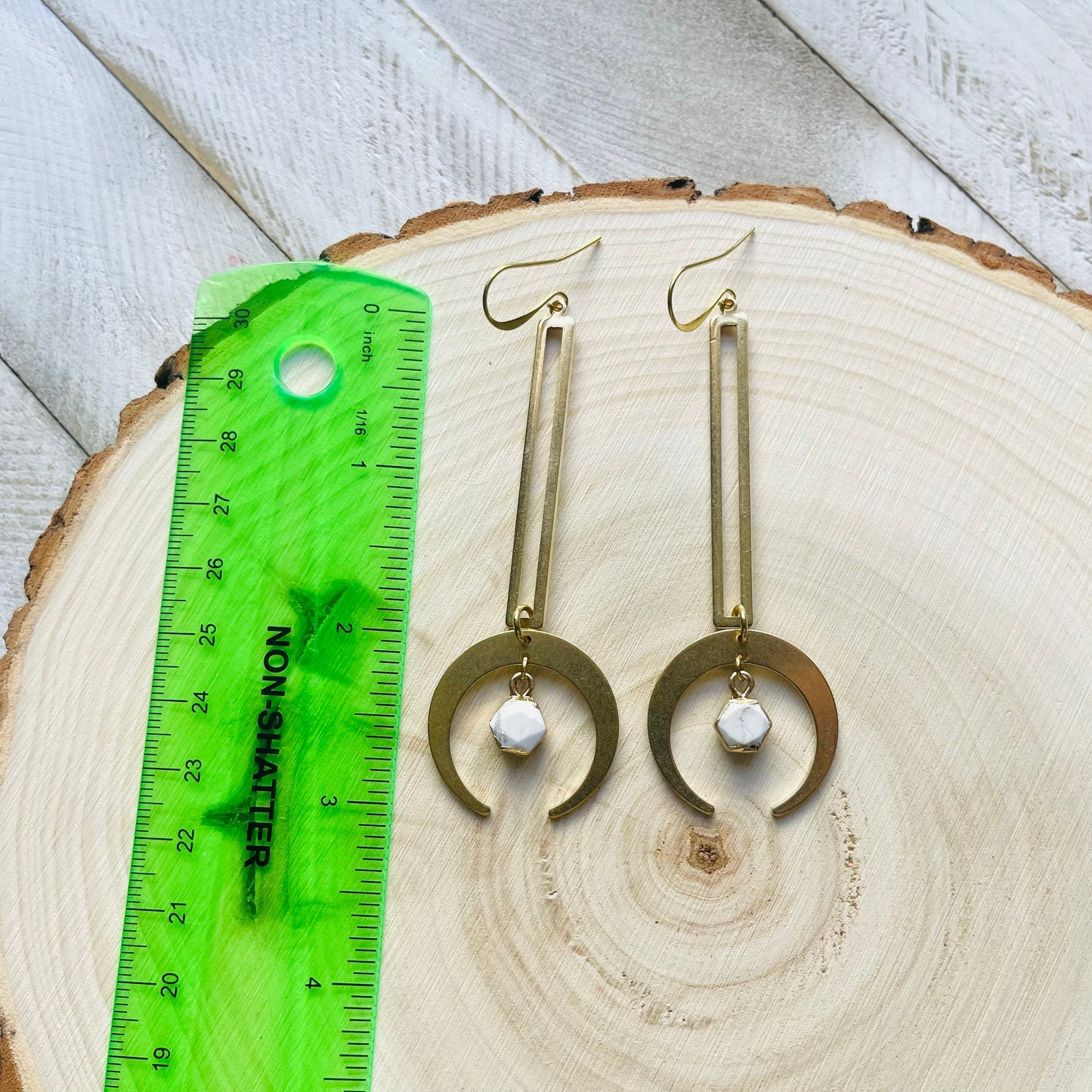 Howlite Moon Earrings