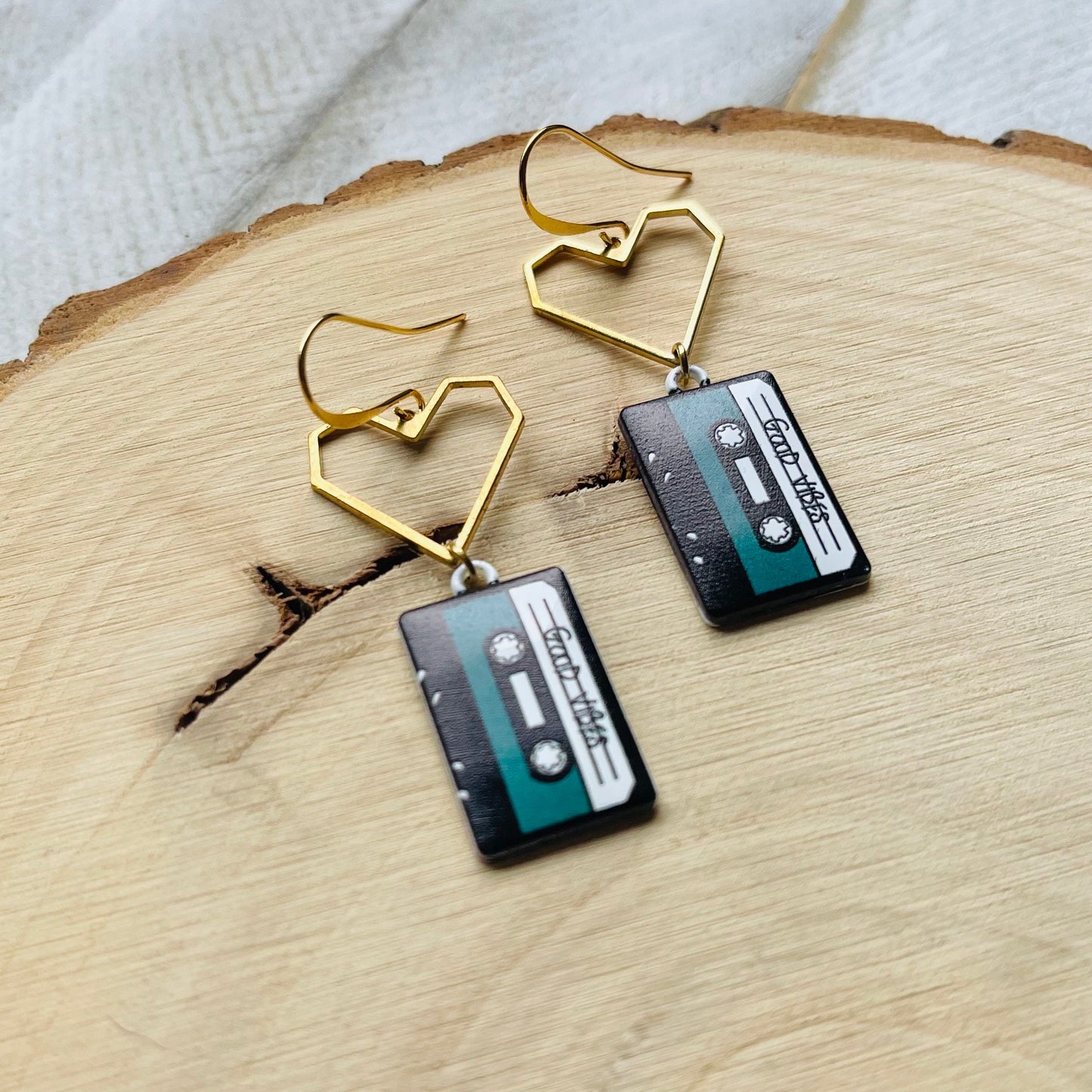 Cassette Tape Heart Earrings