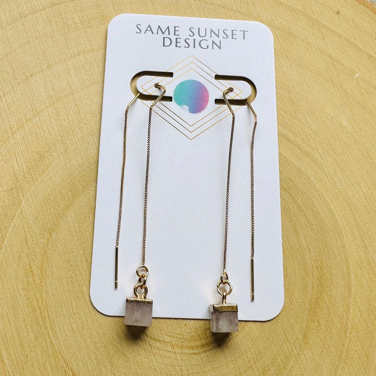 Rose Quartz Threader Earrings