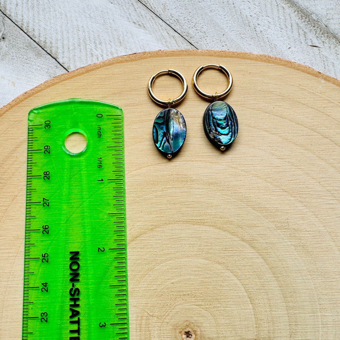 Abalone Huggie Hoop Earrings