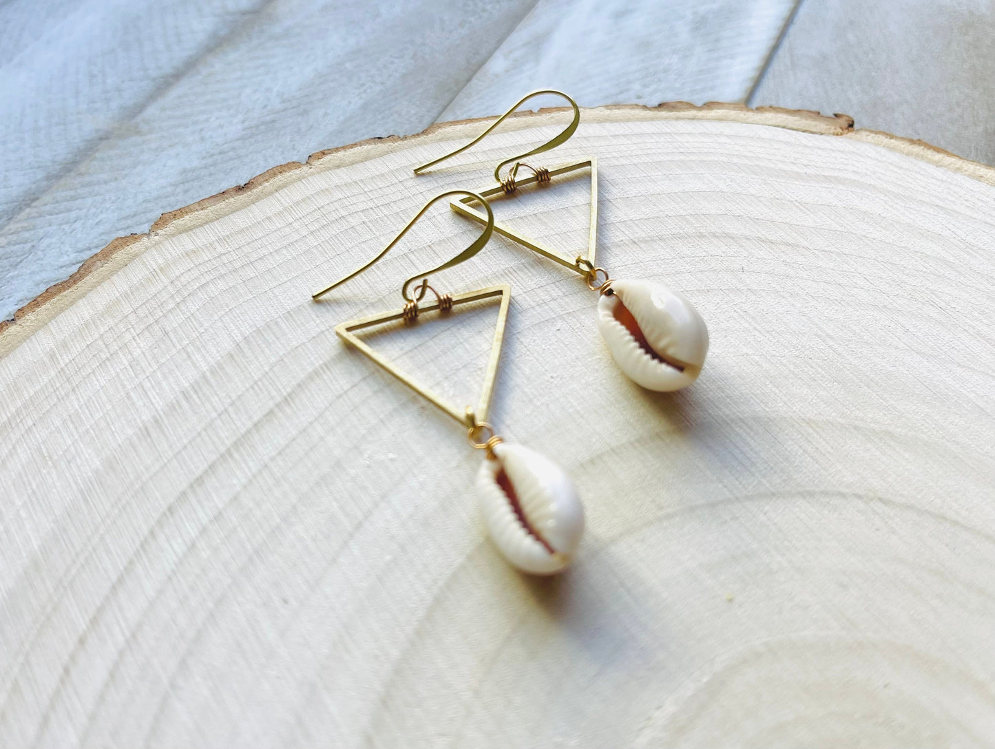 Puka Shell Triangle Earrings