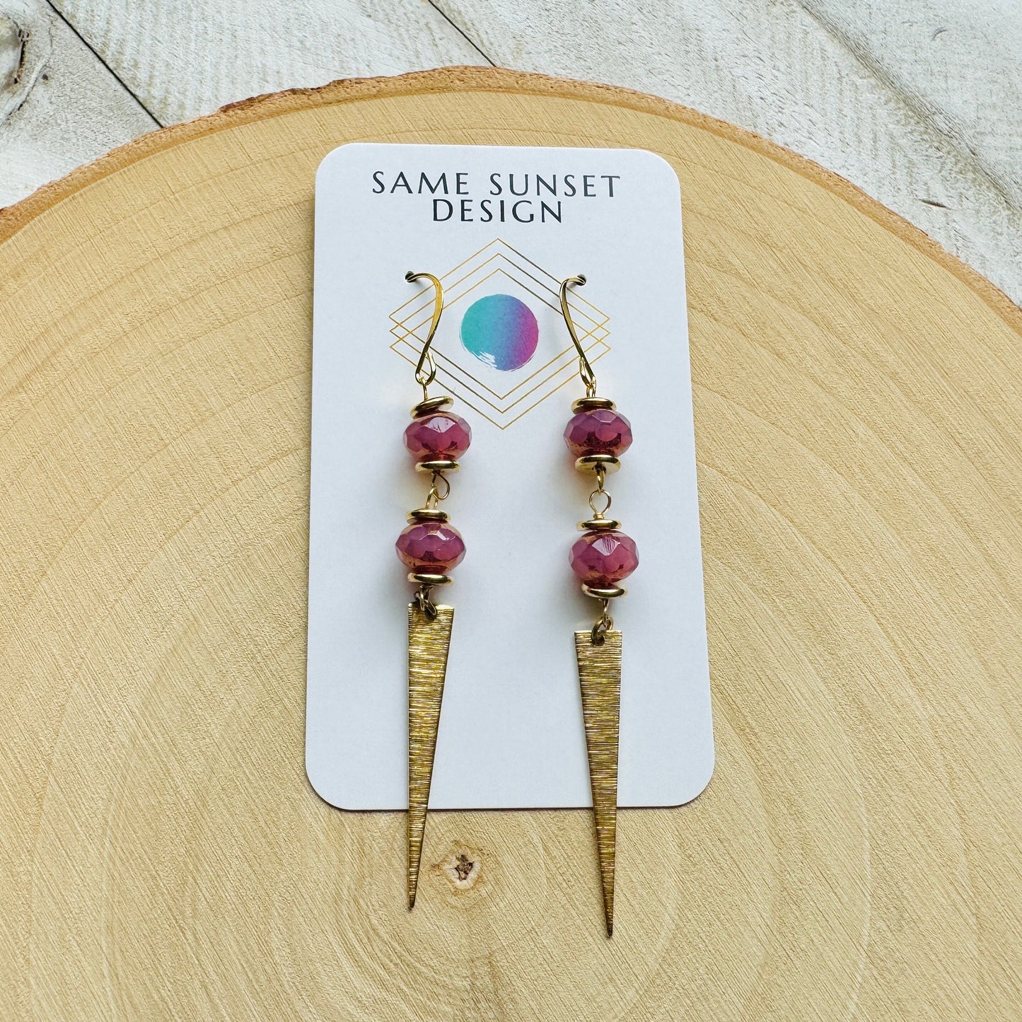 Pink Triangle Earrings