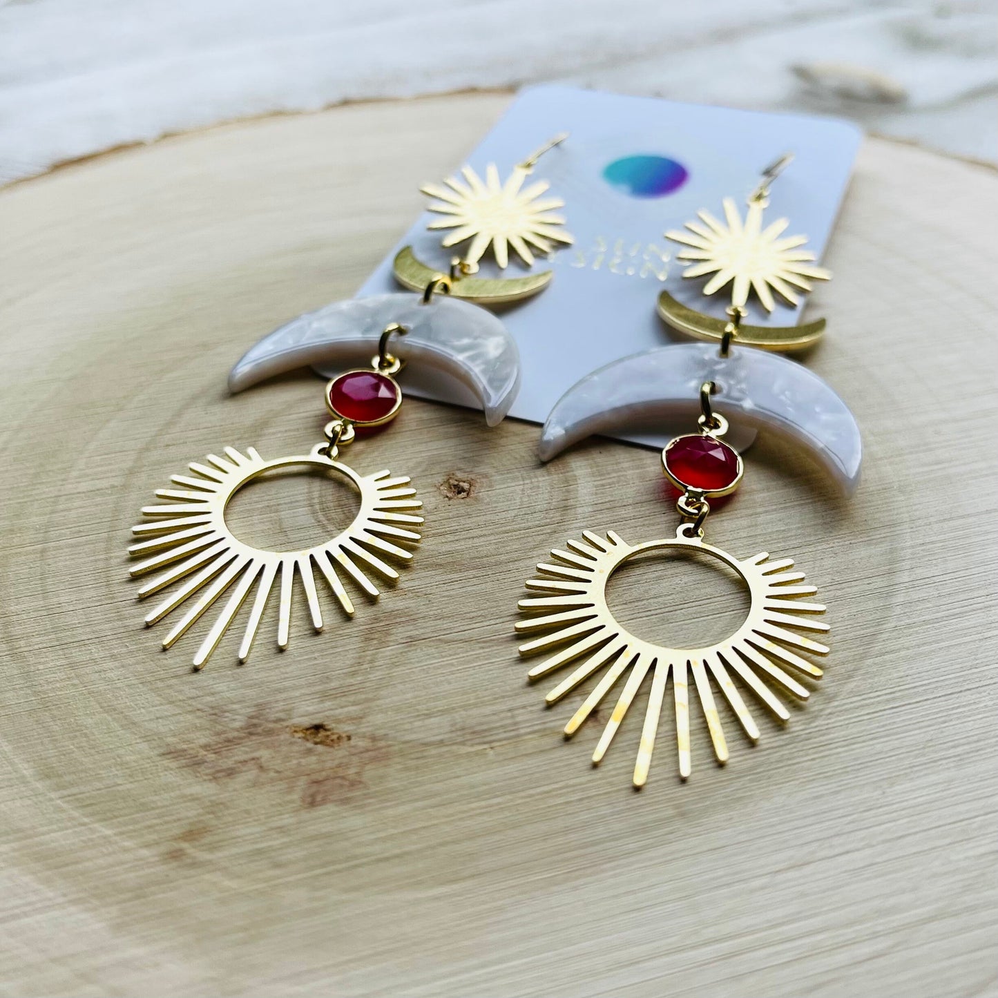 Chalcedony Moon Earrings