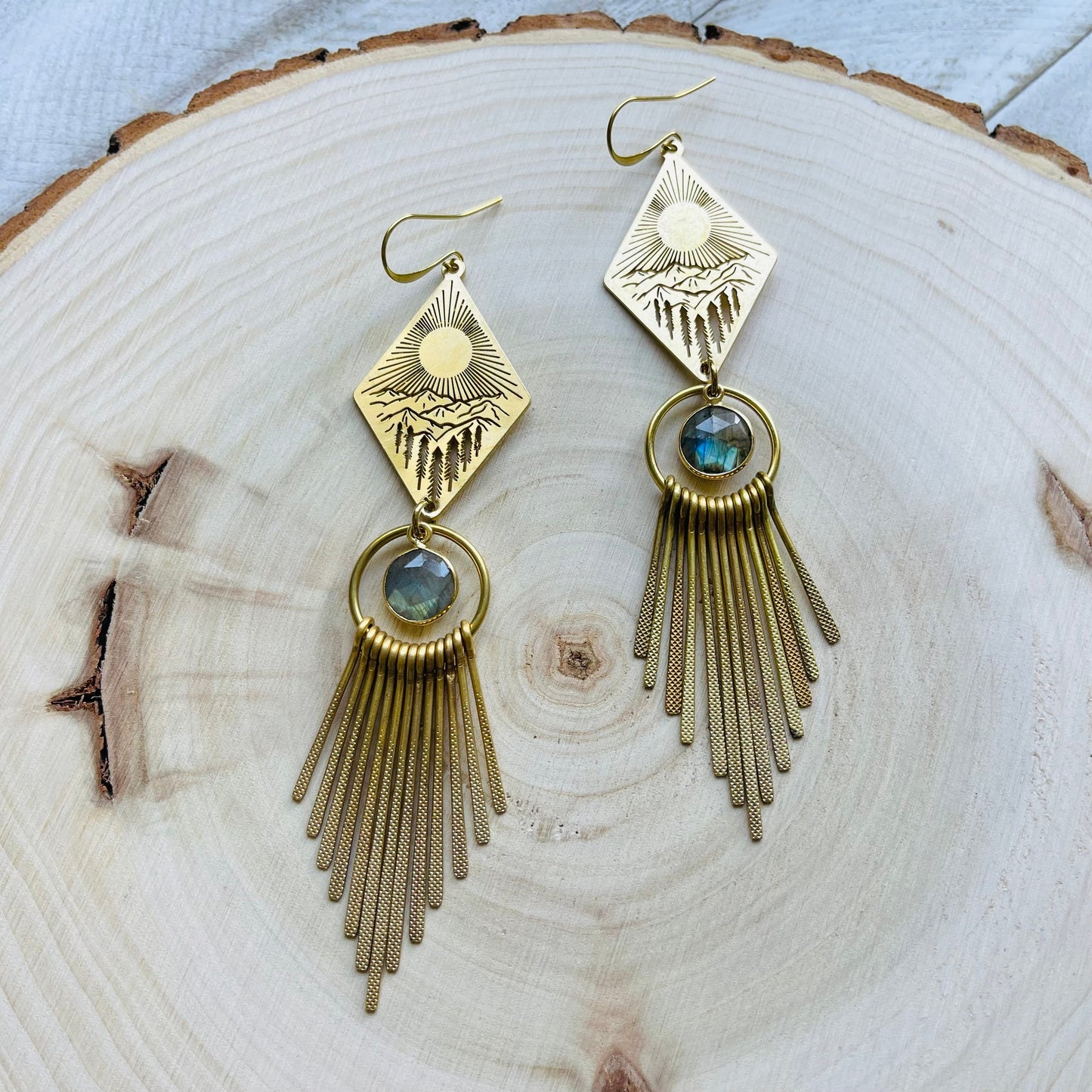 Labradorite Mountain Fringe Earrings