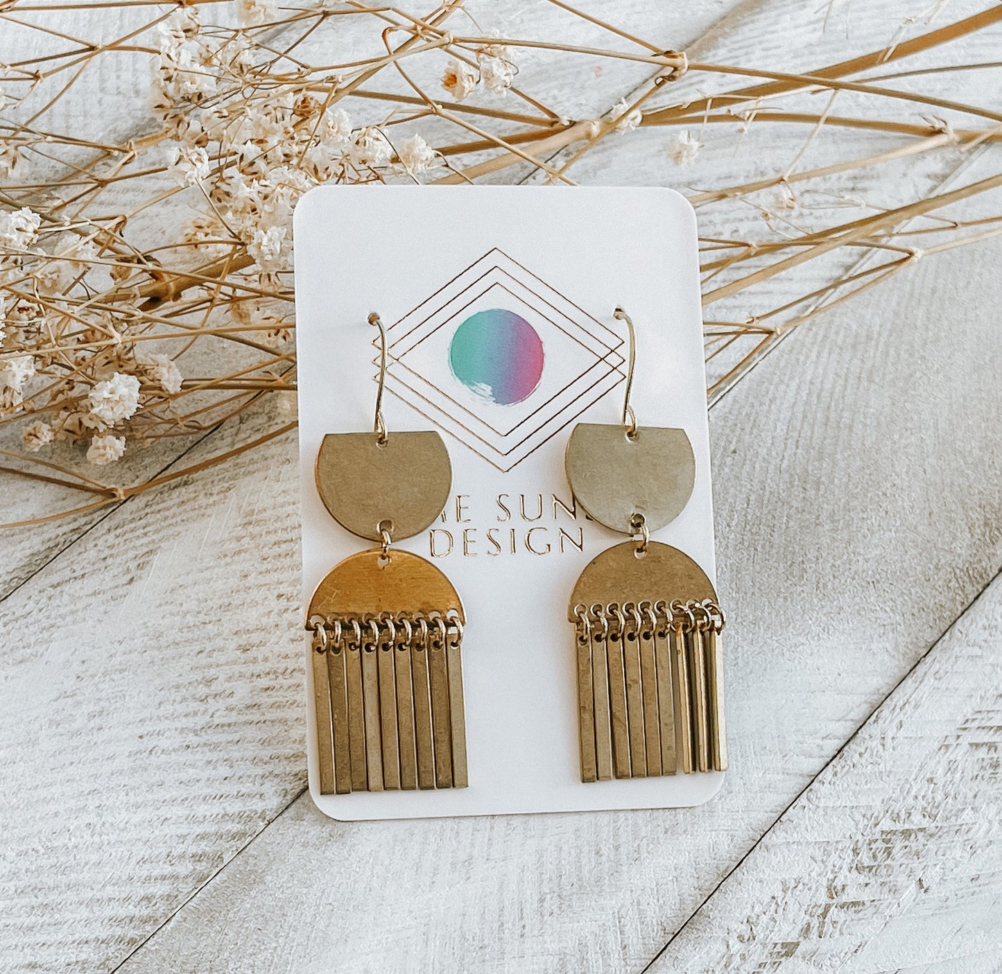Geometric Brass Fringe Earrings