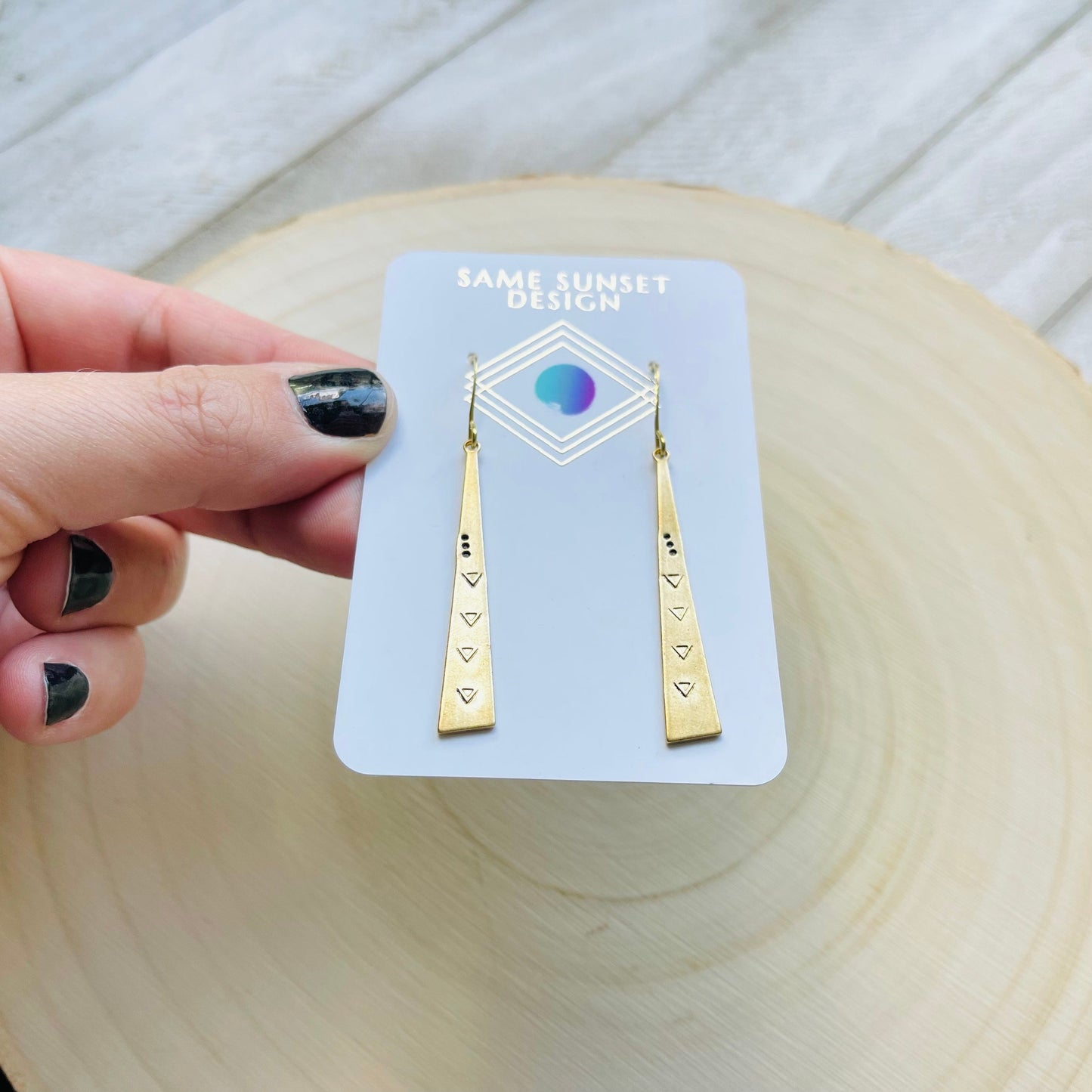 Stamped Brass Geometric Earrings