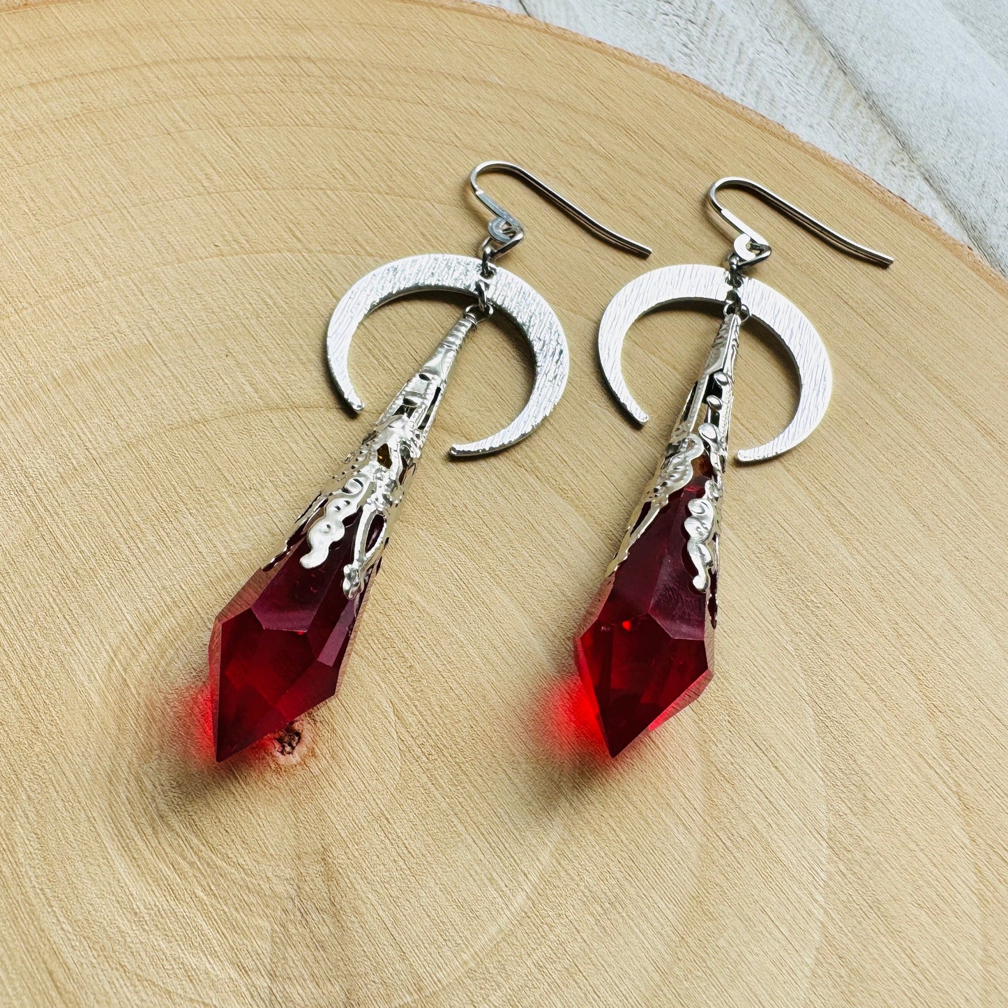 Red Moon Crystal Earrings