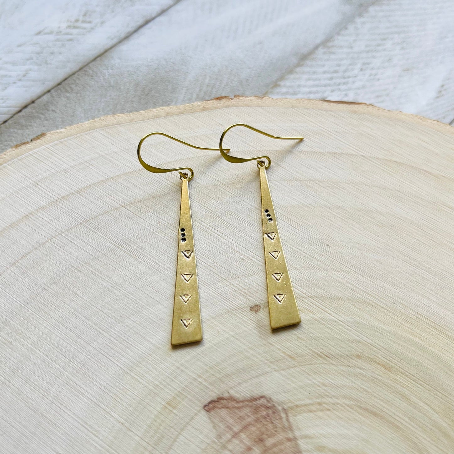 Stamped Brass Geometric Earrings