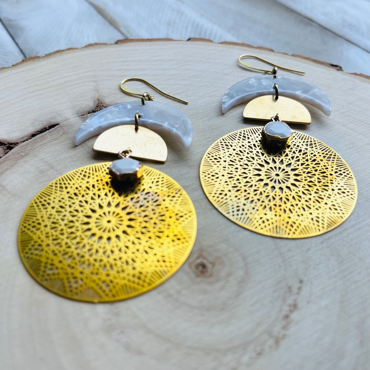 Howlite Moon Earrings