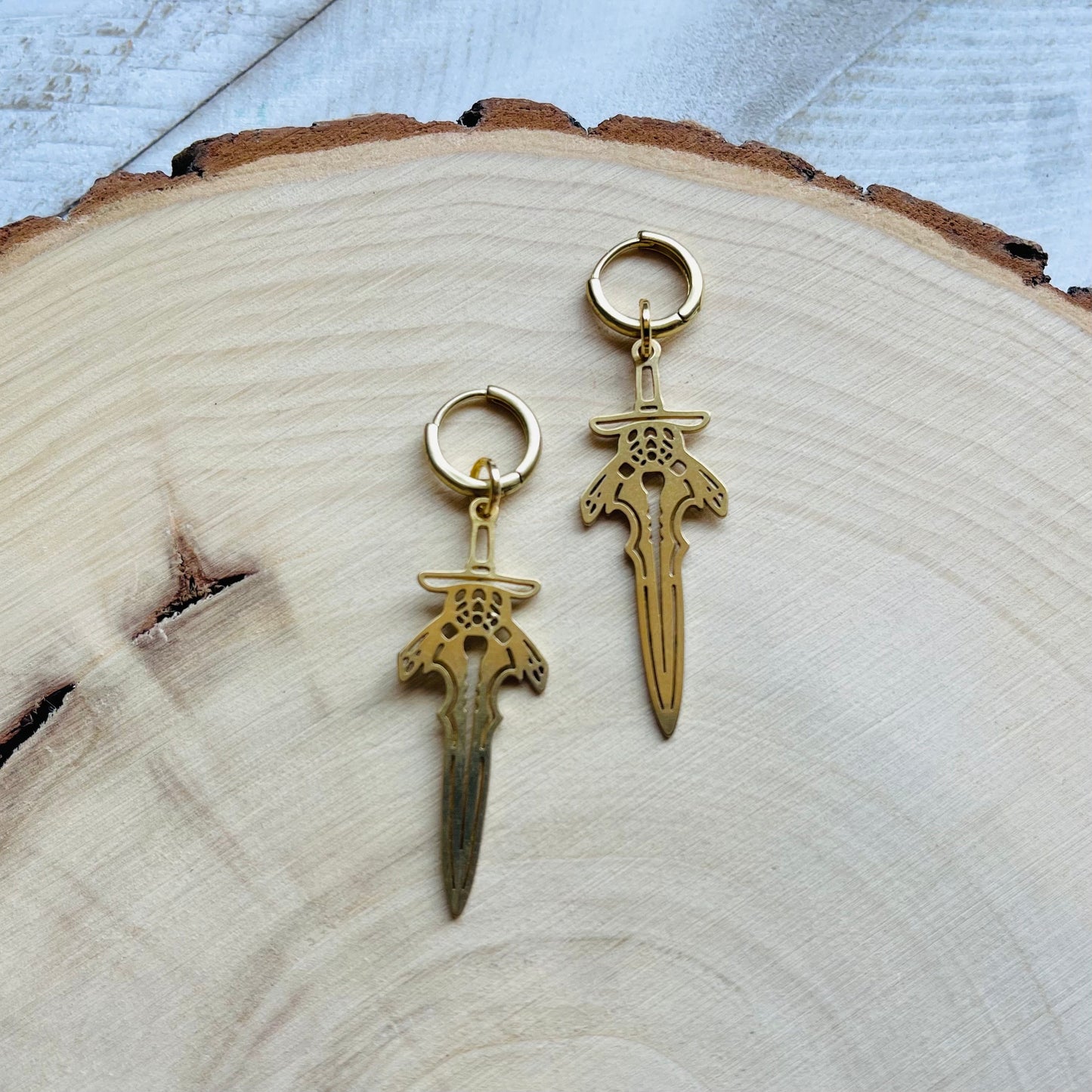 Dagger Huggie Hoop Earrings