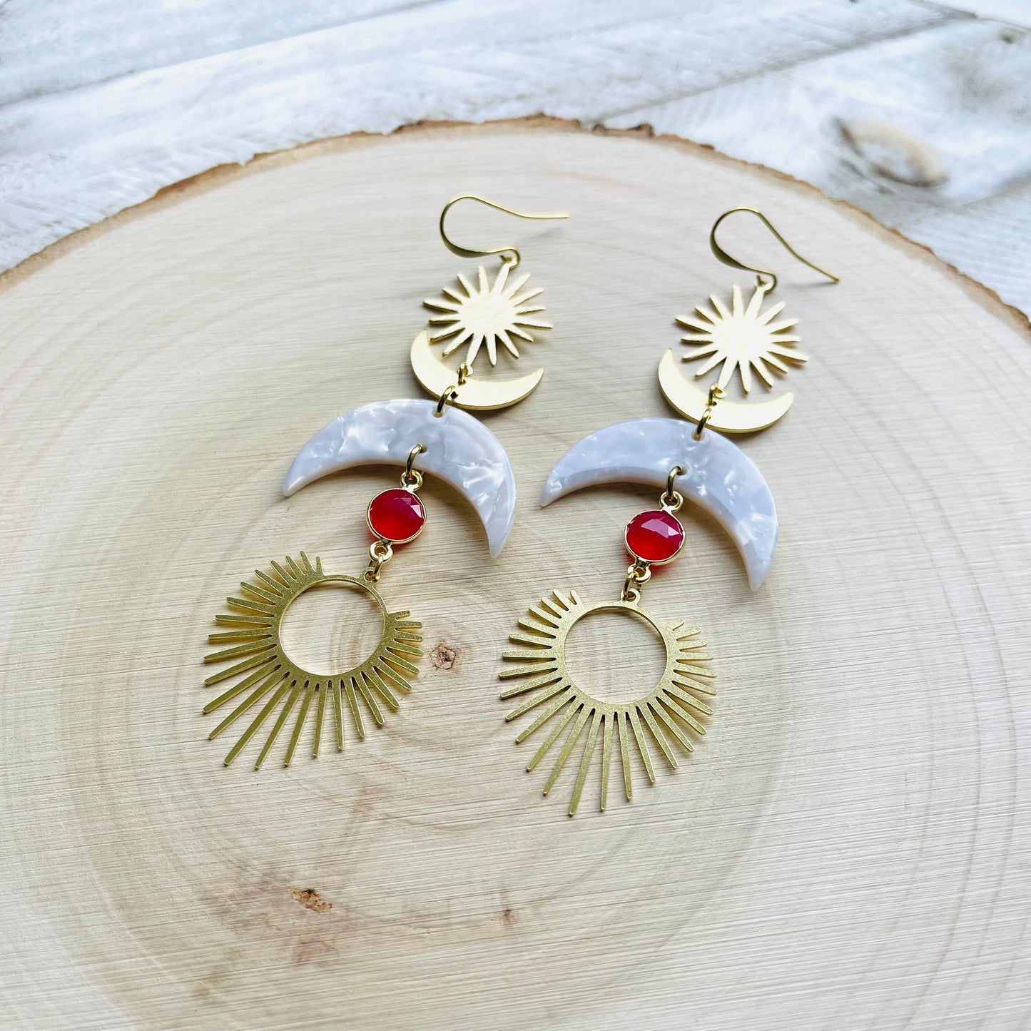 Chalcedony Moon Earrings
