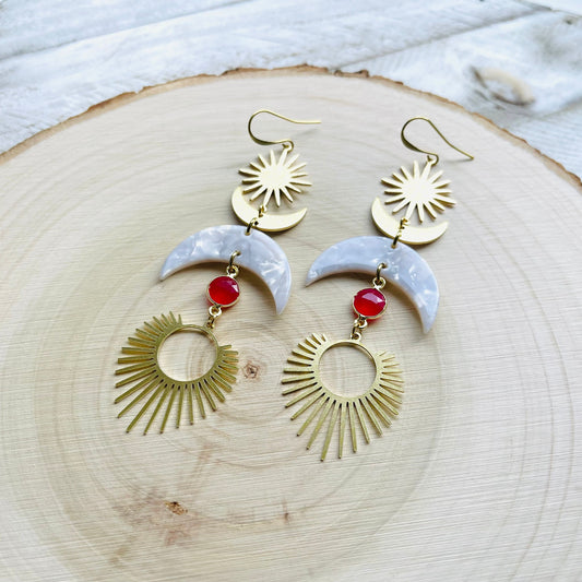 Chalcedony Moon Earrings