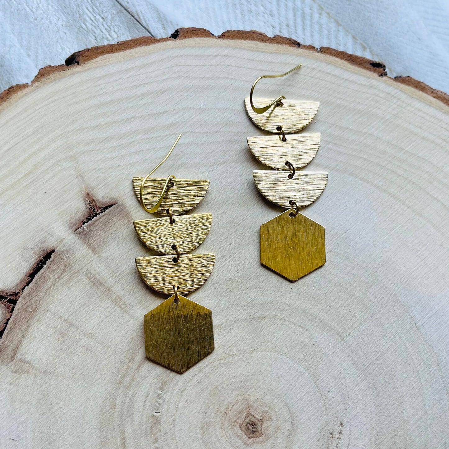 Geometric Brass Dangle Earrings