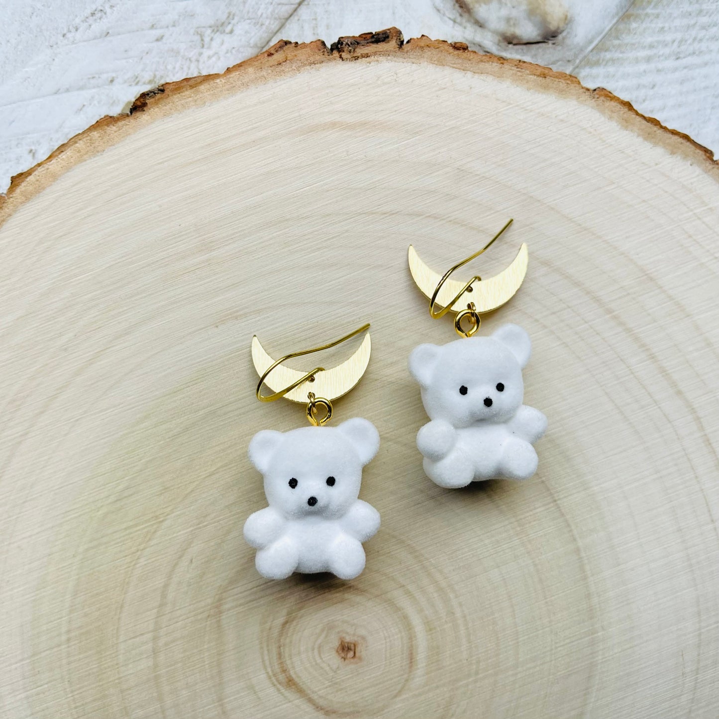 Teddy Bear Moon Earrings