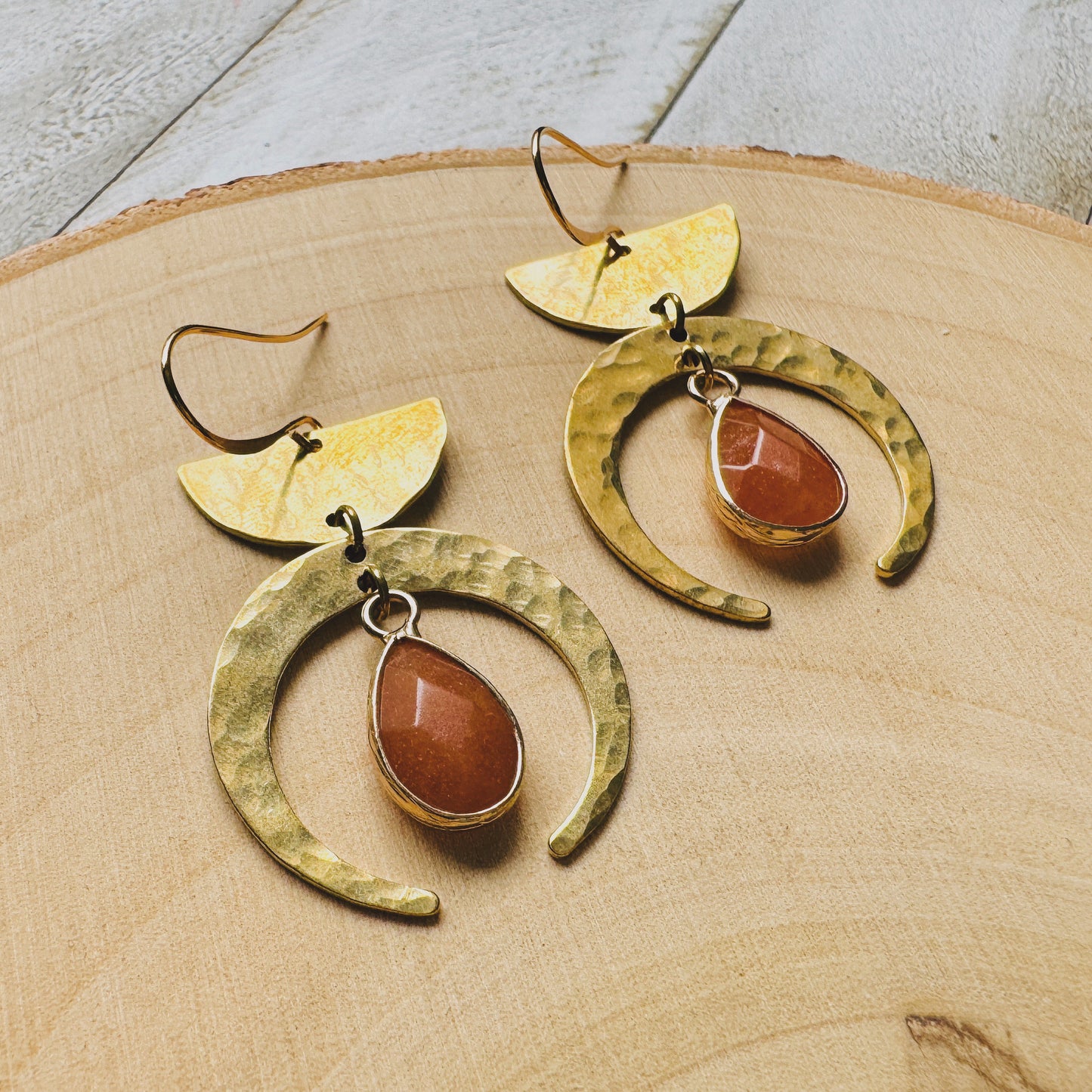 Aventurine Moon Earrings
