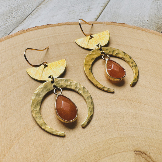 Aventurine Moon Earrings