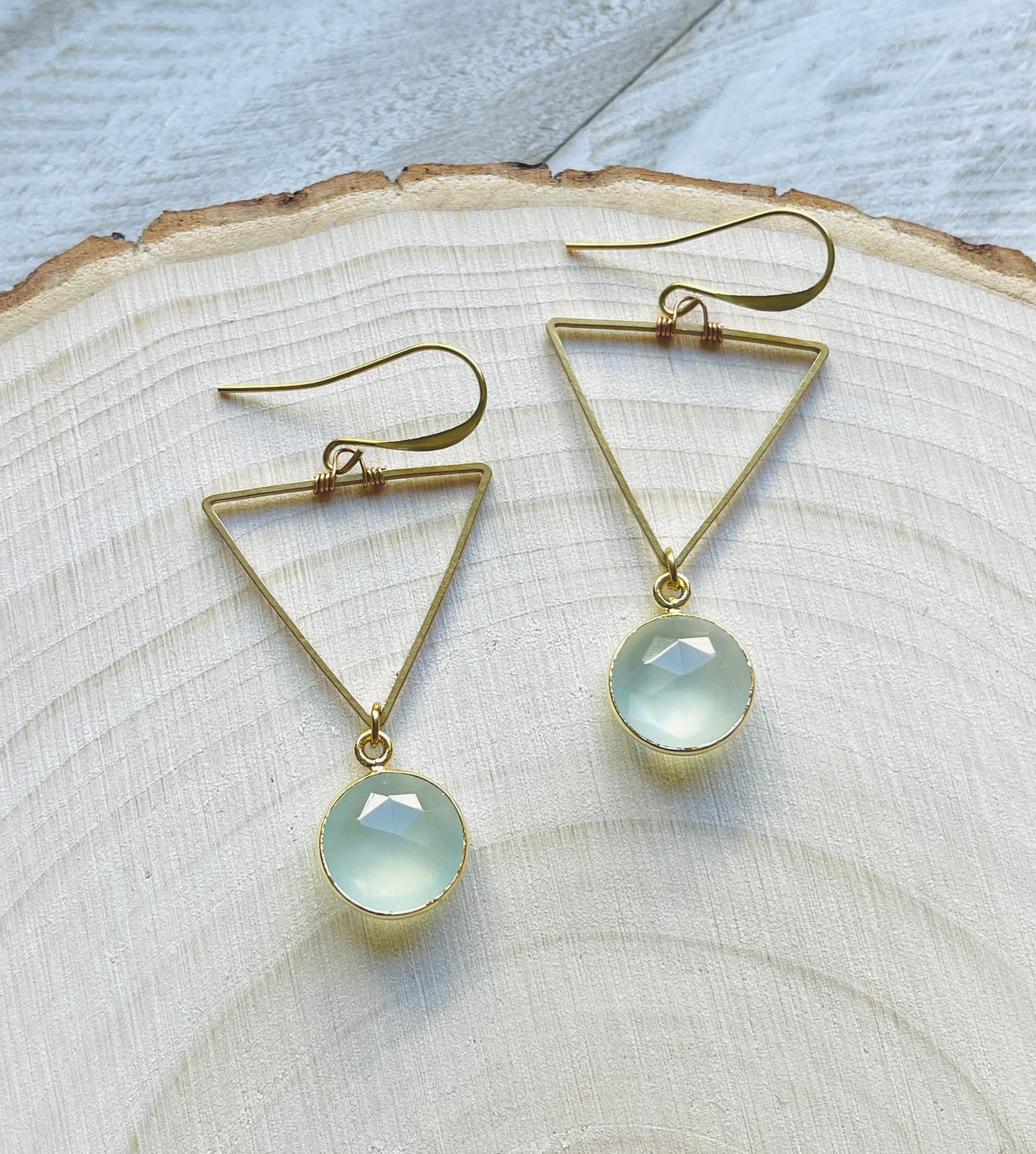 Triangle Chalcedony Earrings