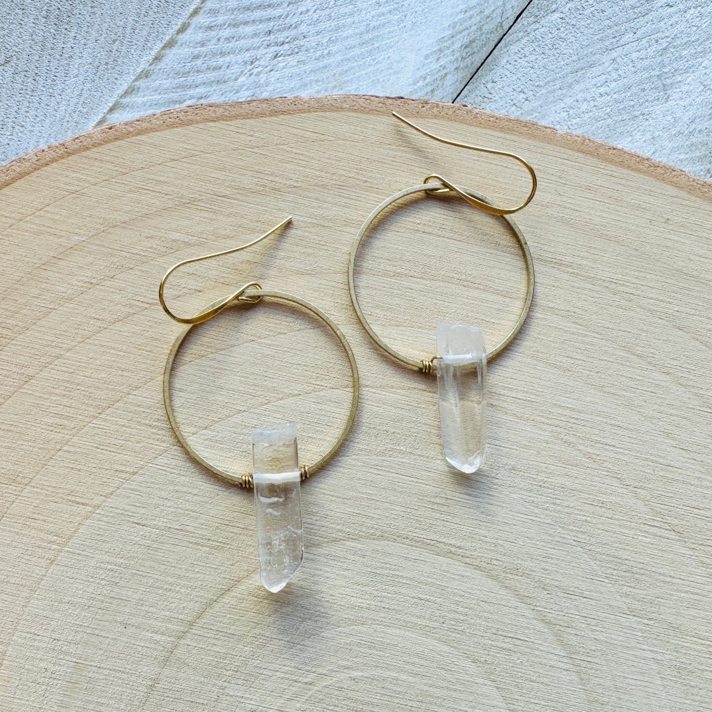 Raw Quartz Hoop Earrings