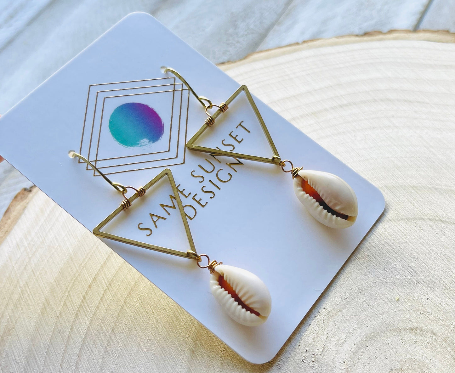 Puka Shell Triangle Earrings