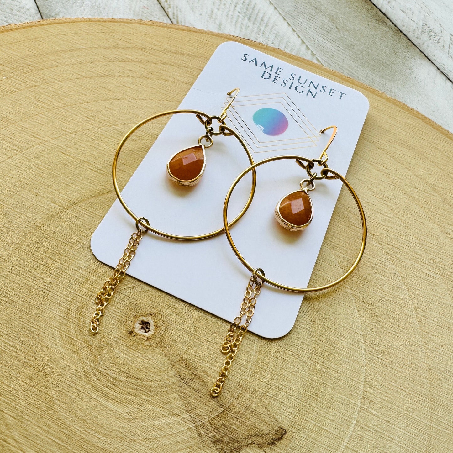 Aventurine Hoop Earrings