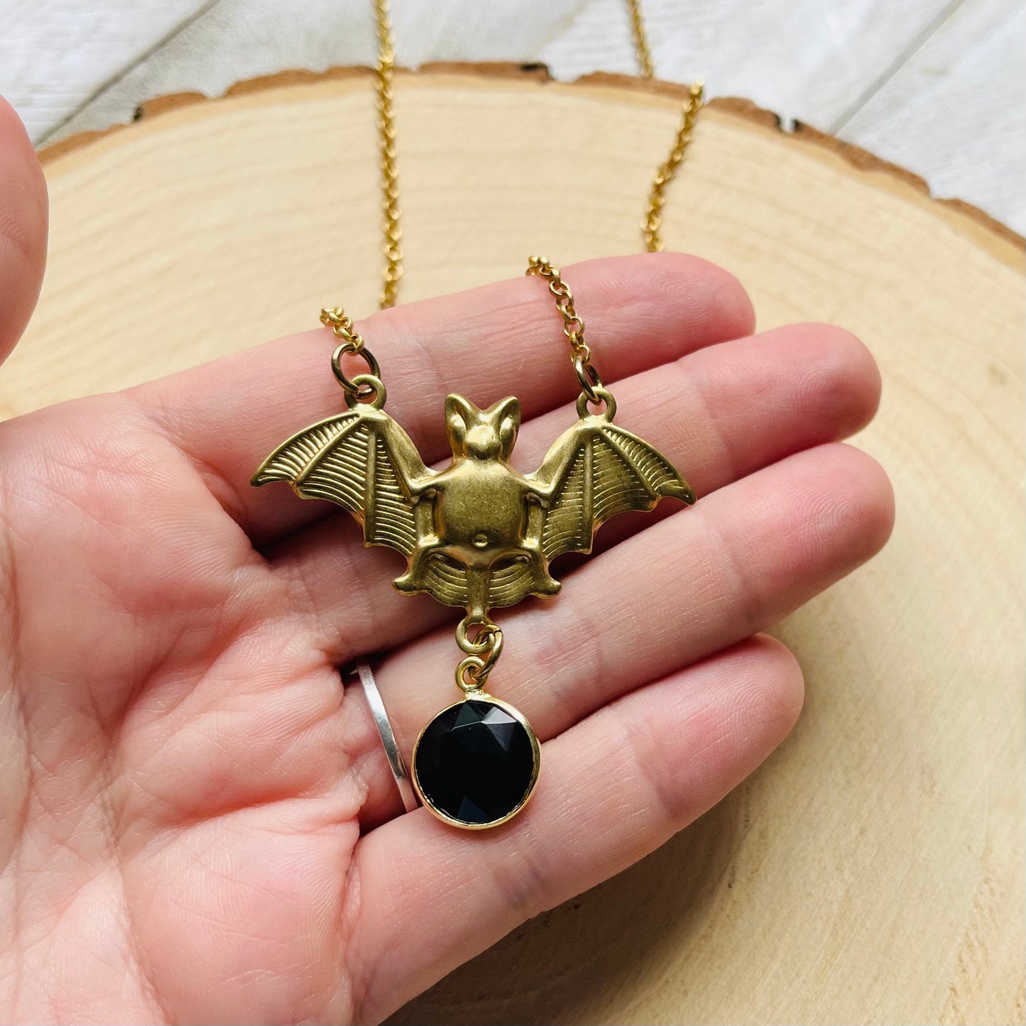 Onyx Bat Necklace