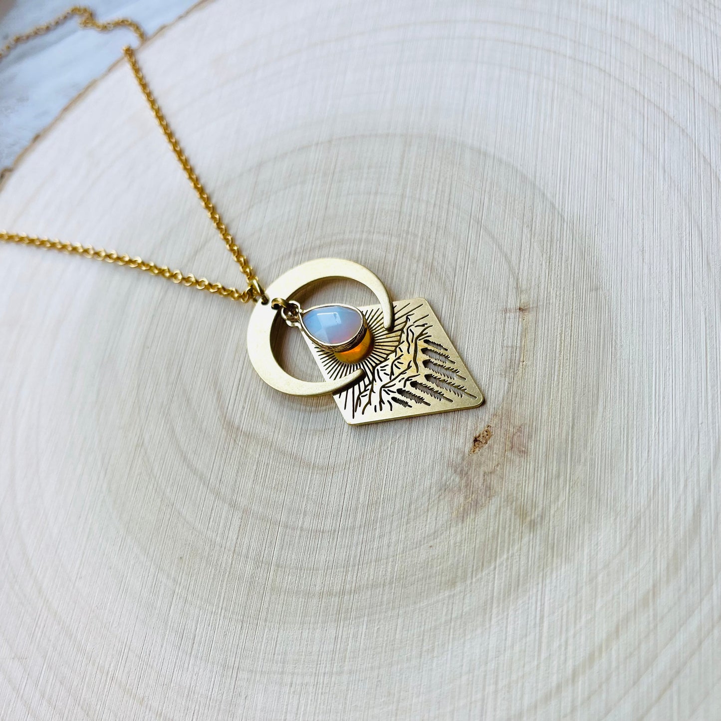 Opalite Mountain Moon Necklace
