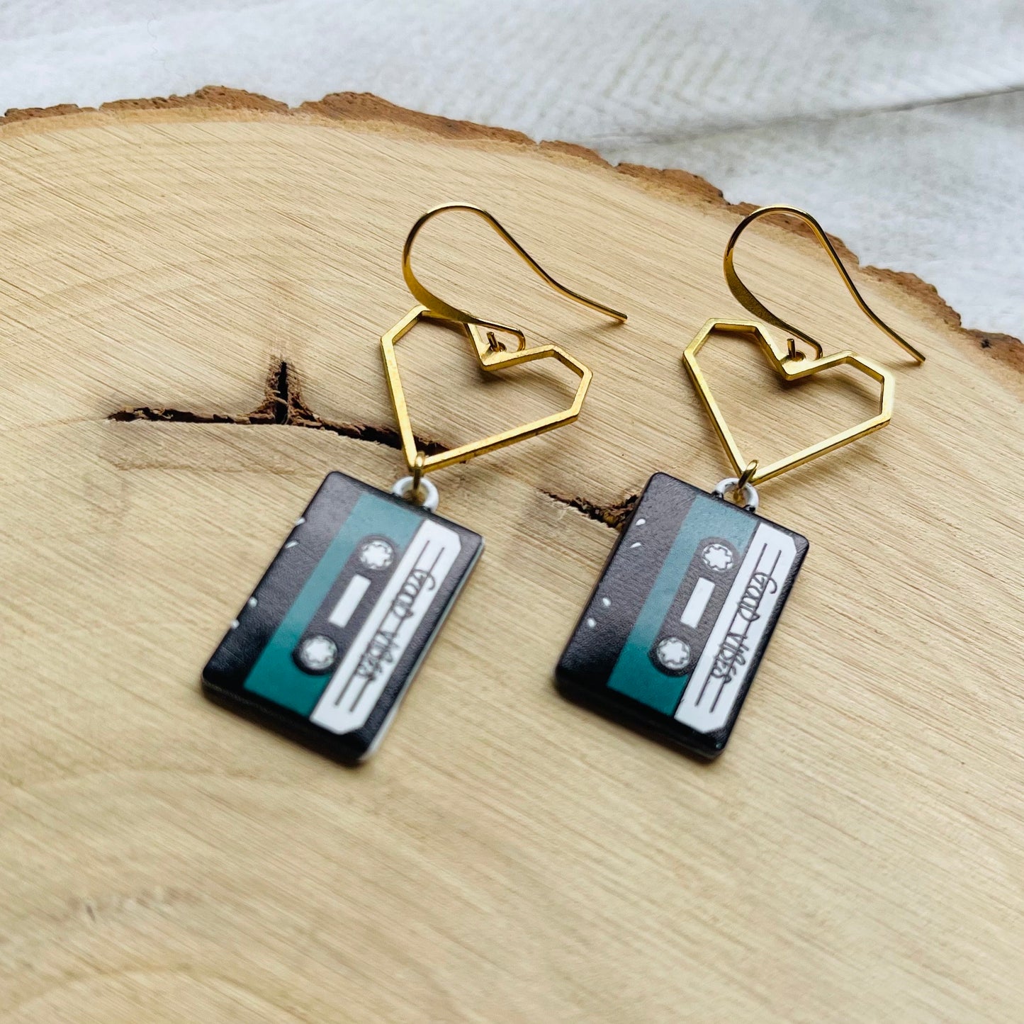 Cassette Tape Heart Earrings