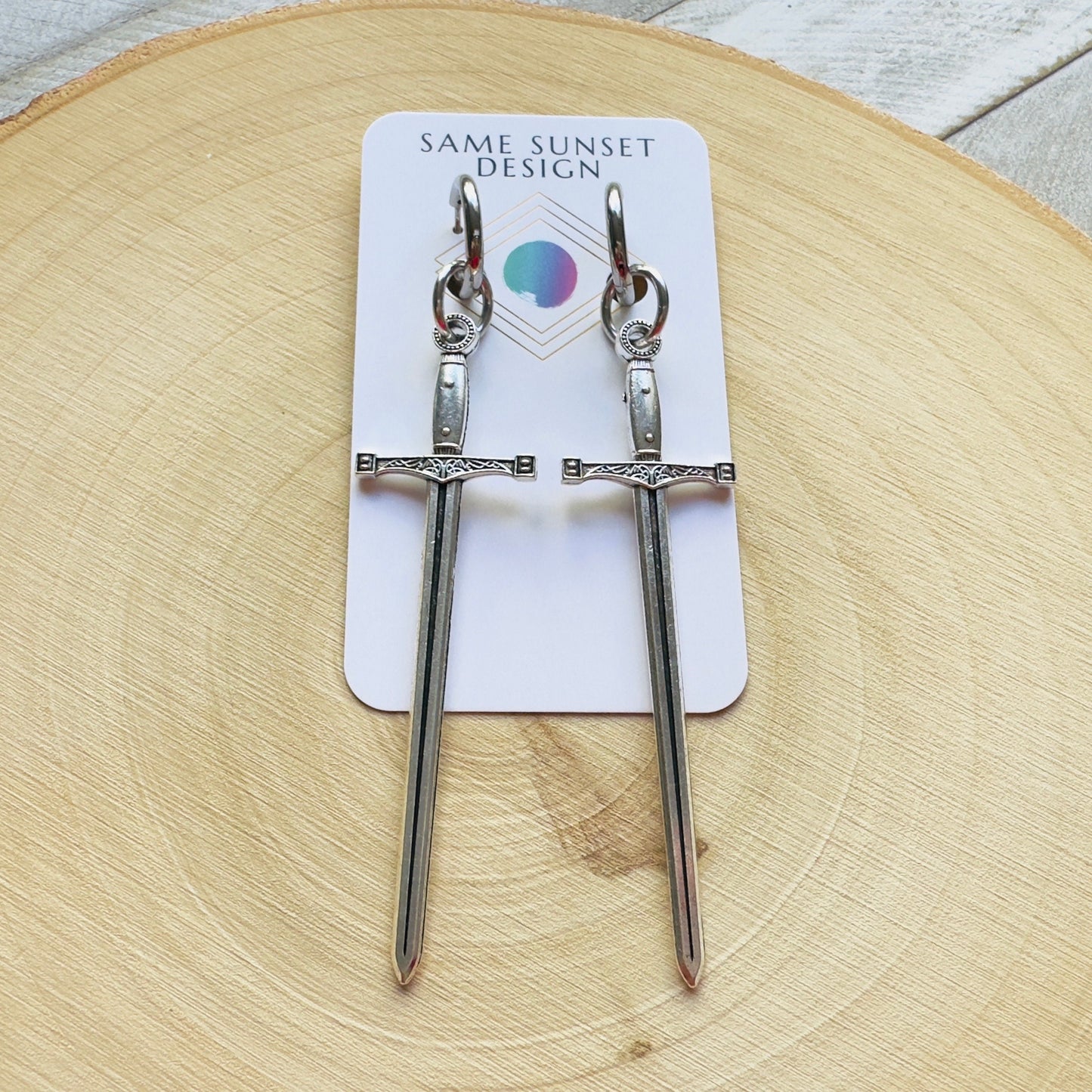 Sword Huggie Hoop Earrings