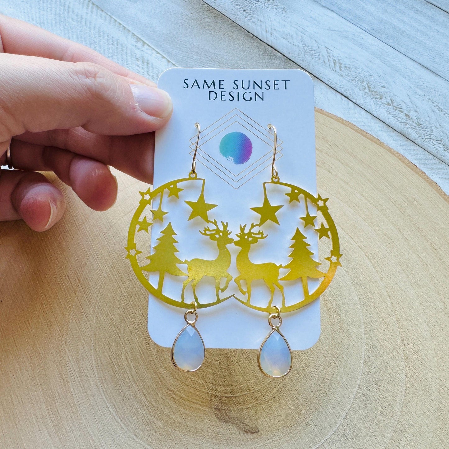Opalite Reindeer Earrings