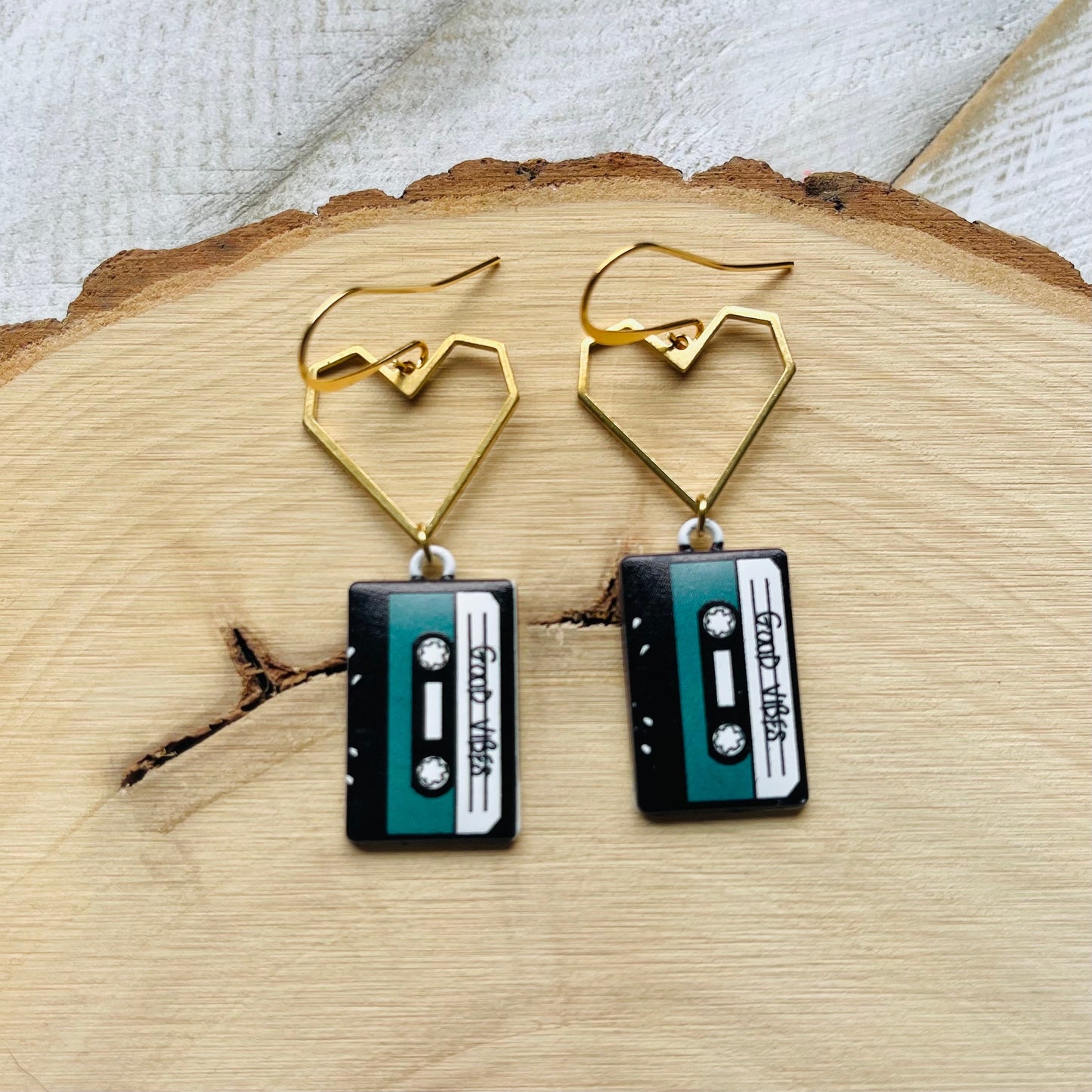 Cassette Tape Heart Earrings