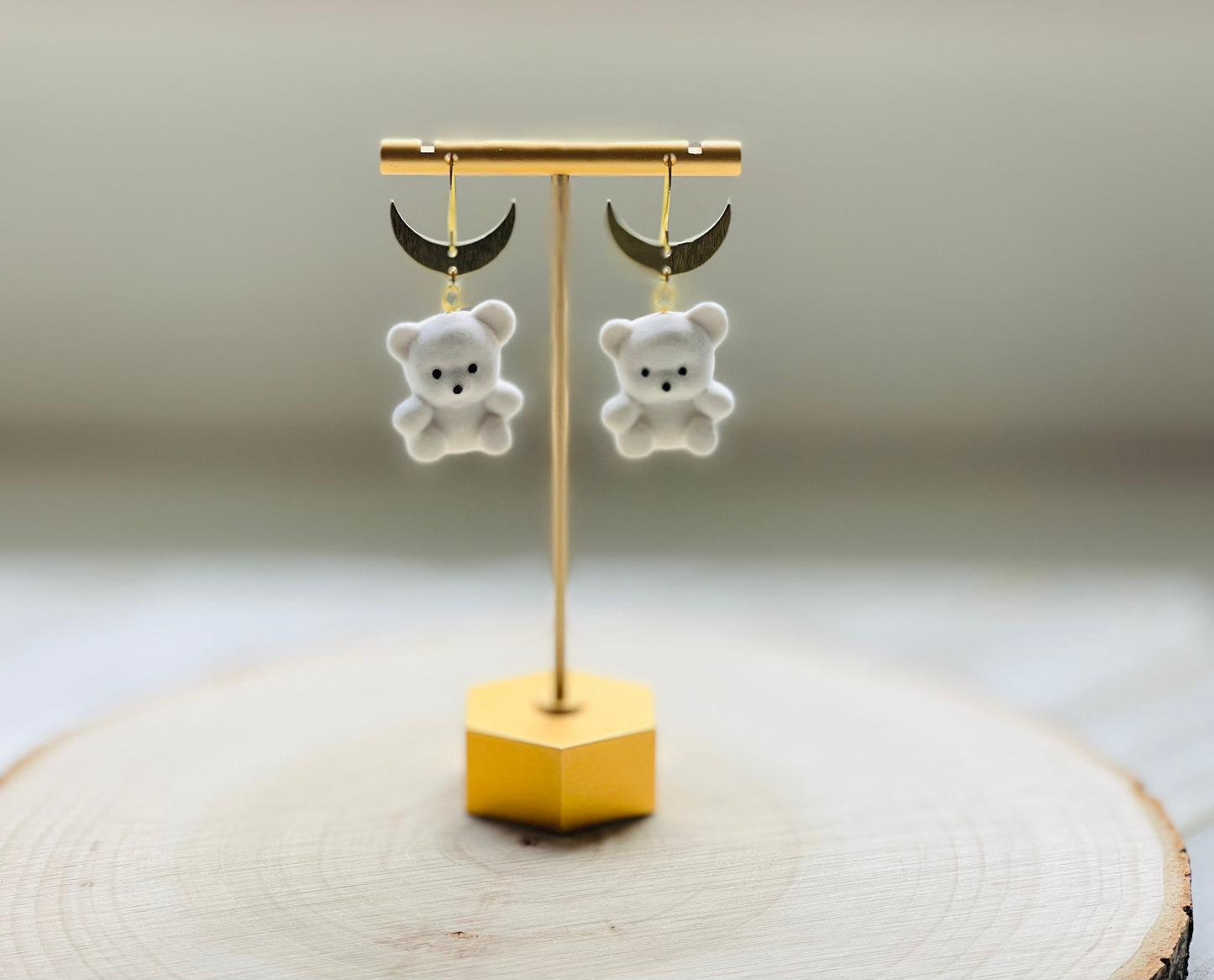 Teddy Bear Moon Earrings