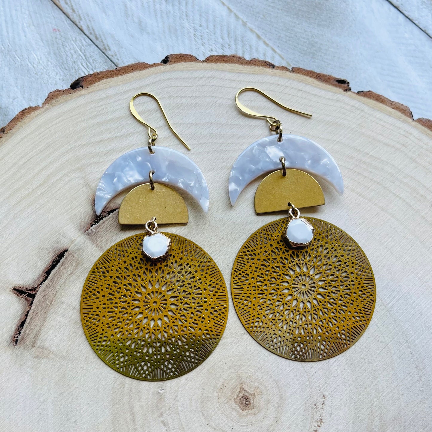 Howlite Moon Earrings