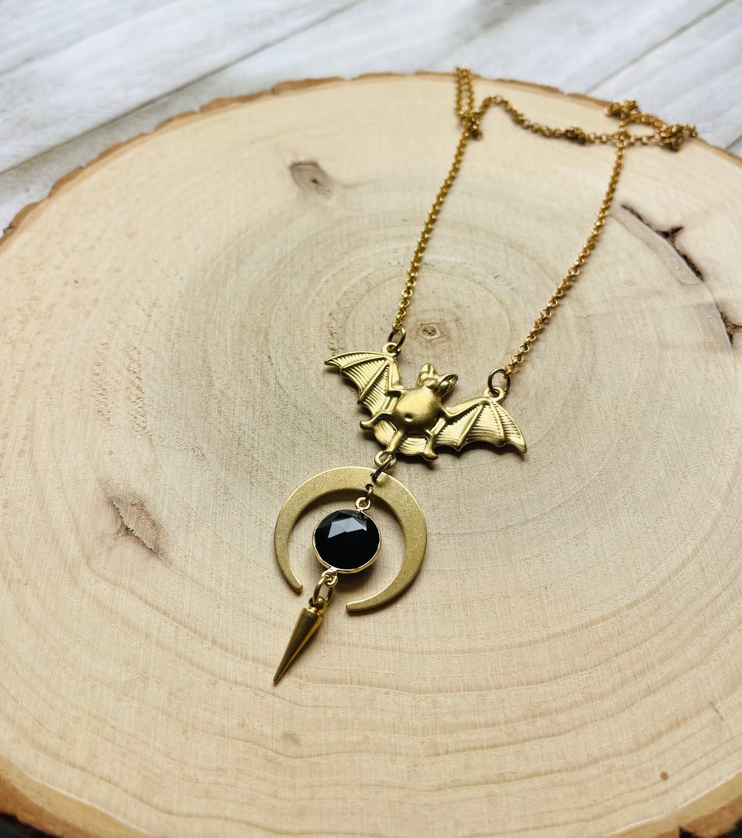 Onyx Bat Necklace