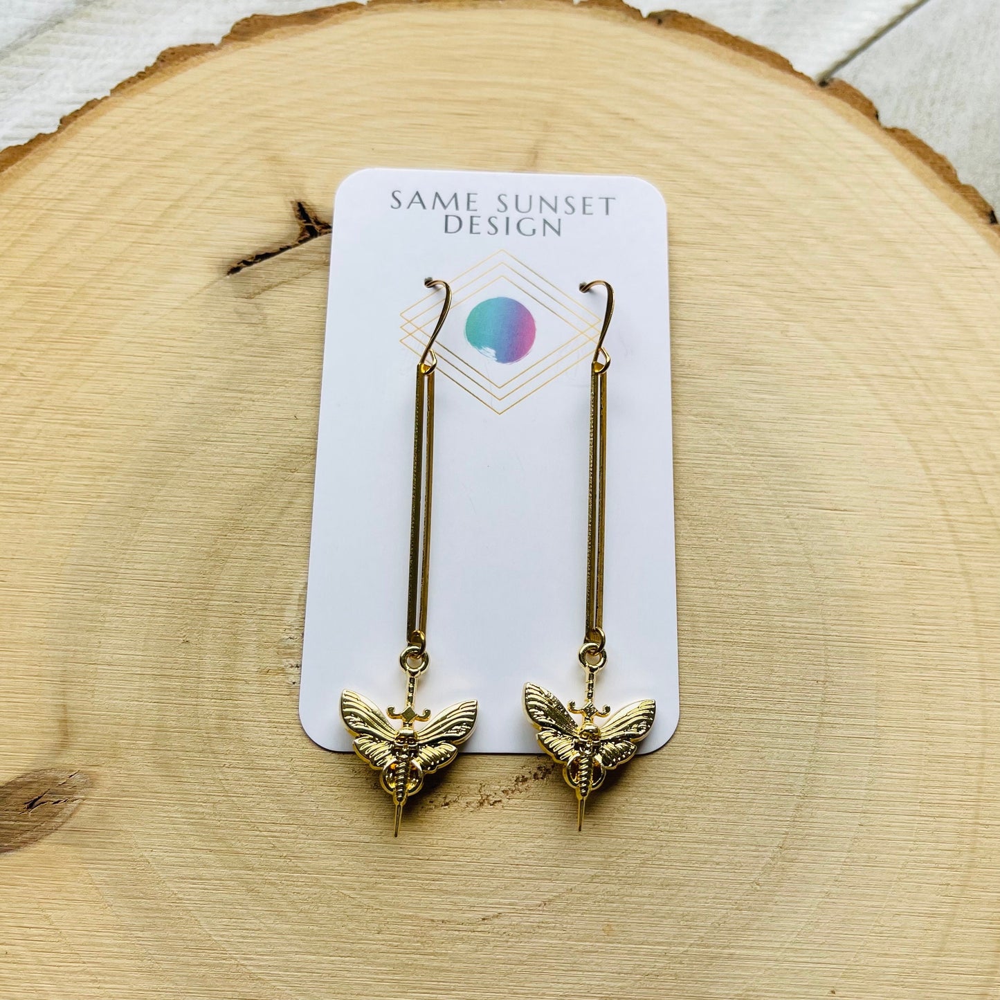 Brass Moth Earrings