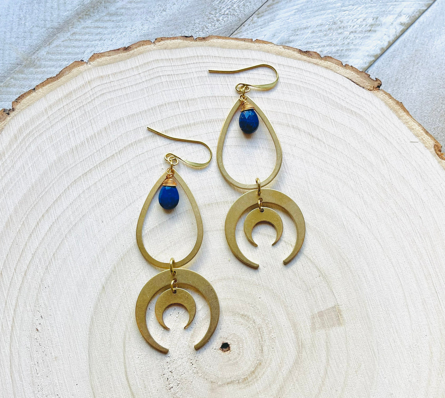Lapis Lazuli Crescent Moon Earrings