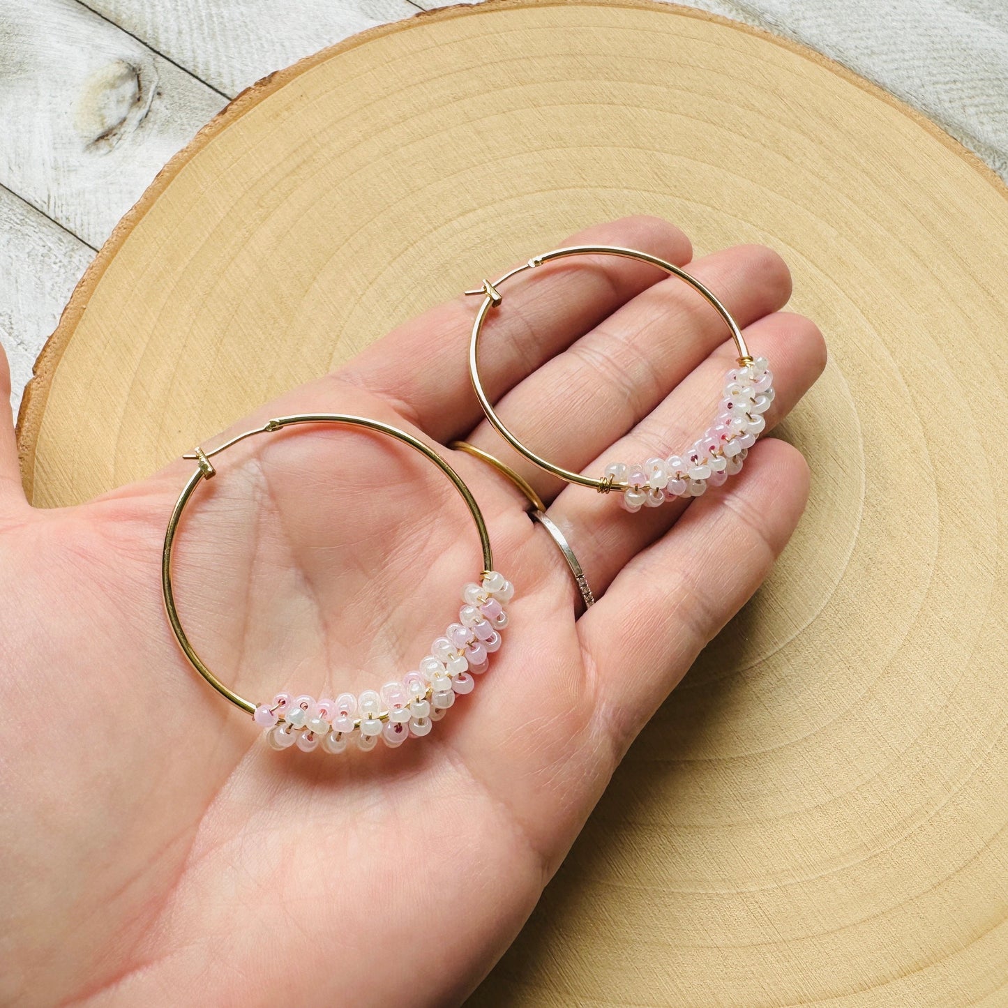 Seed Bead Hoop Earrings
