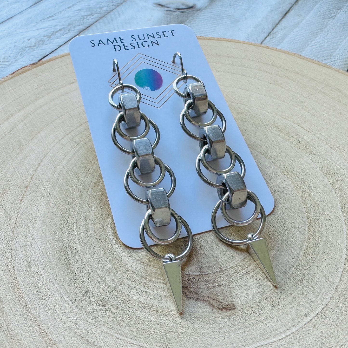 Hex Nut Spike Earrings