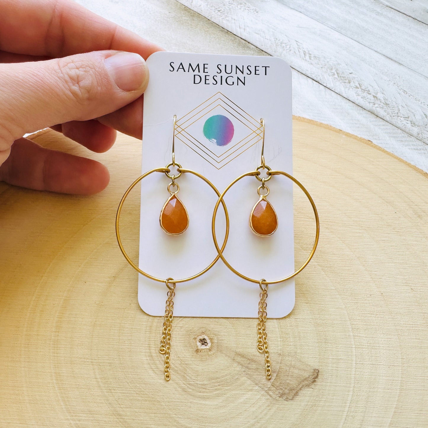 Aventurine Hoop Earrings