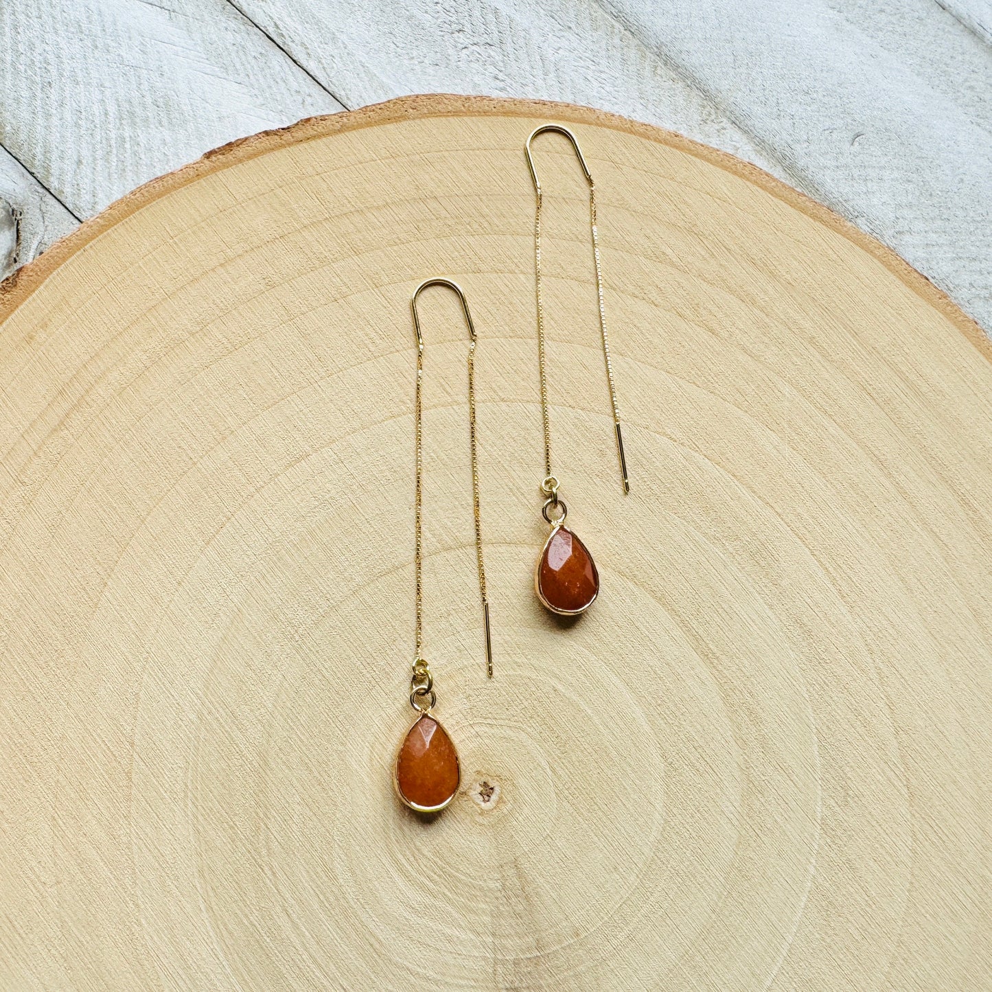 Aventurine Threader Earrings