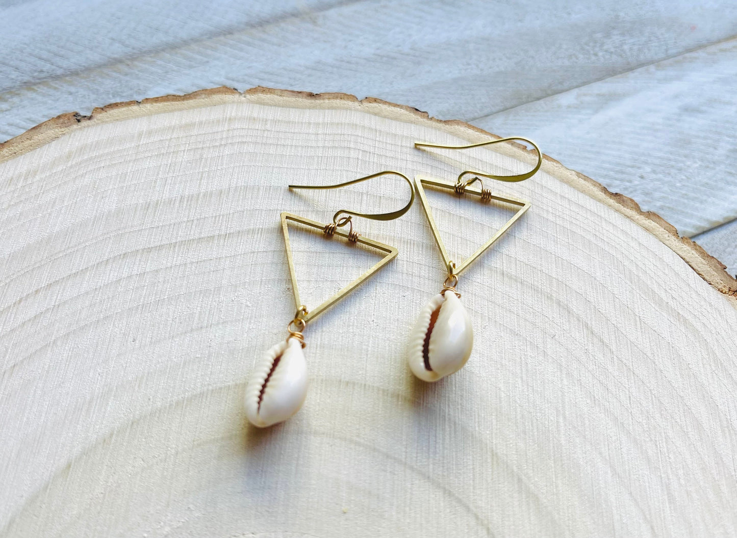 Puka Shell Triangle Earrings