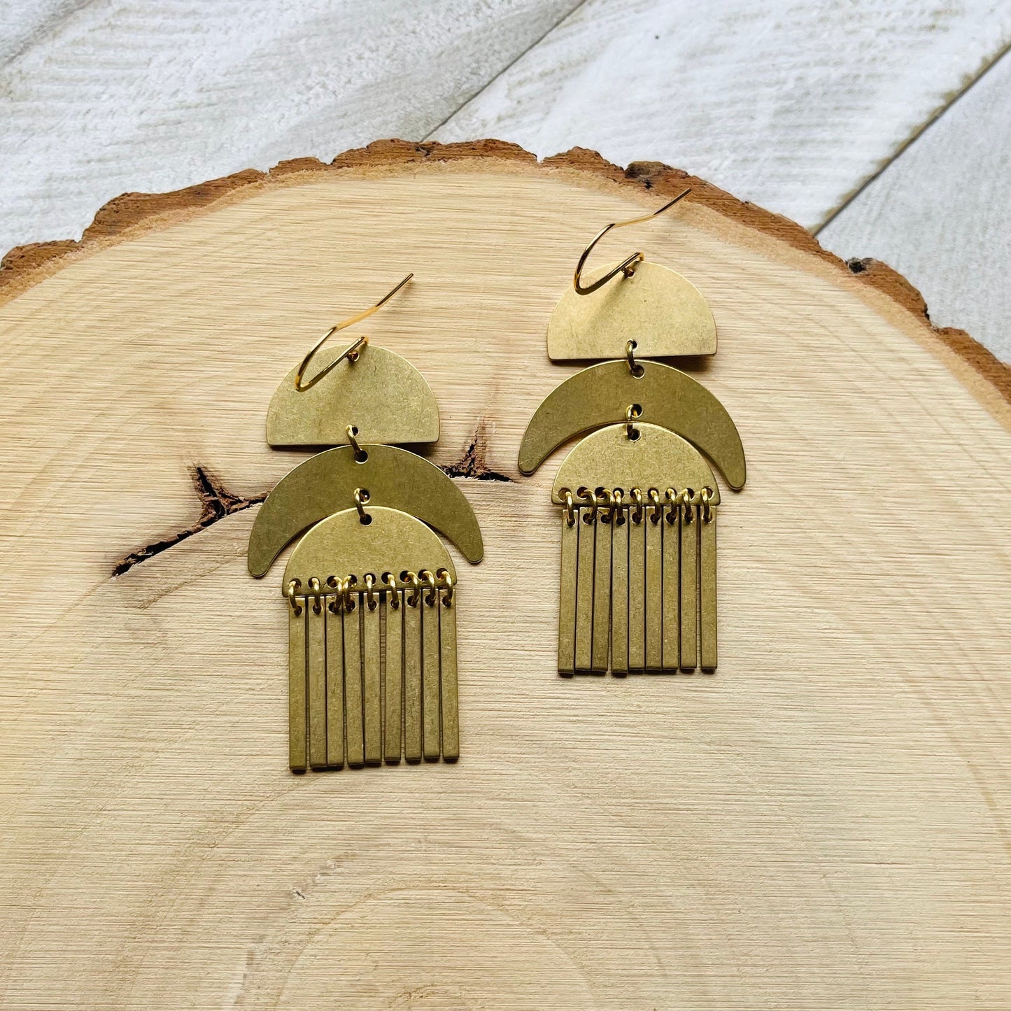 Geometric Brass Dangle Earrings