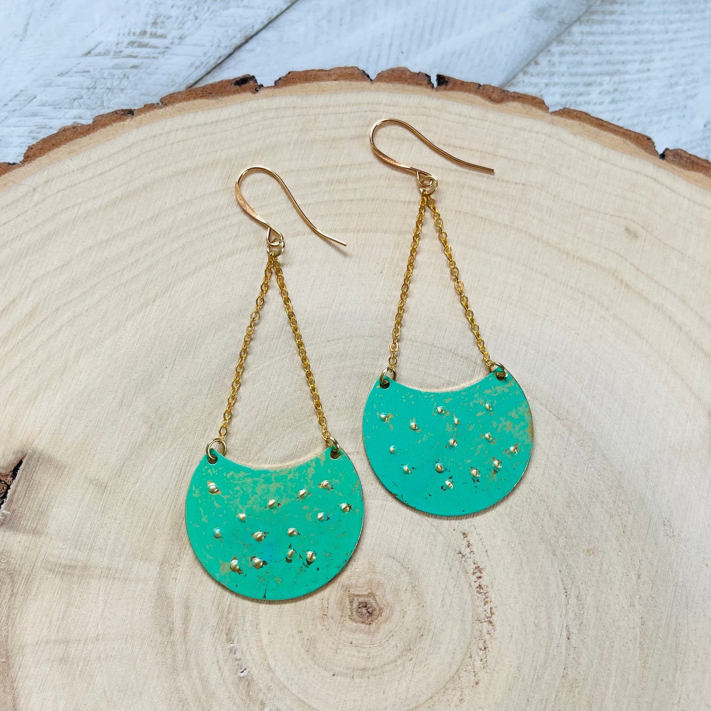 Patina Brass Dangle Earrings