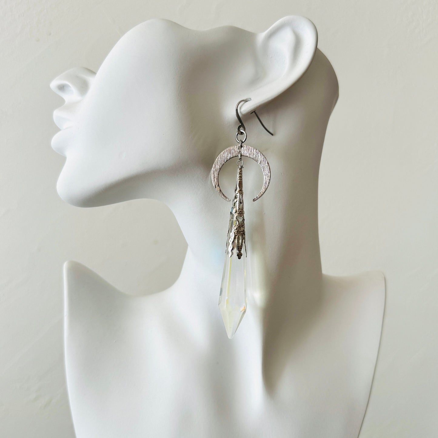 Crescent Moon Crystal Earrings