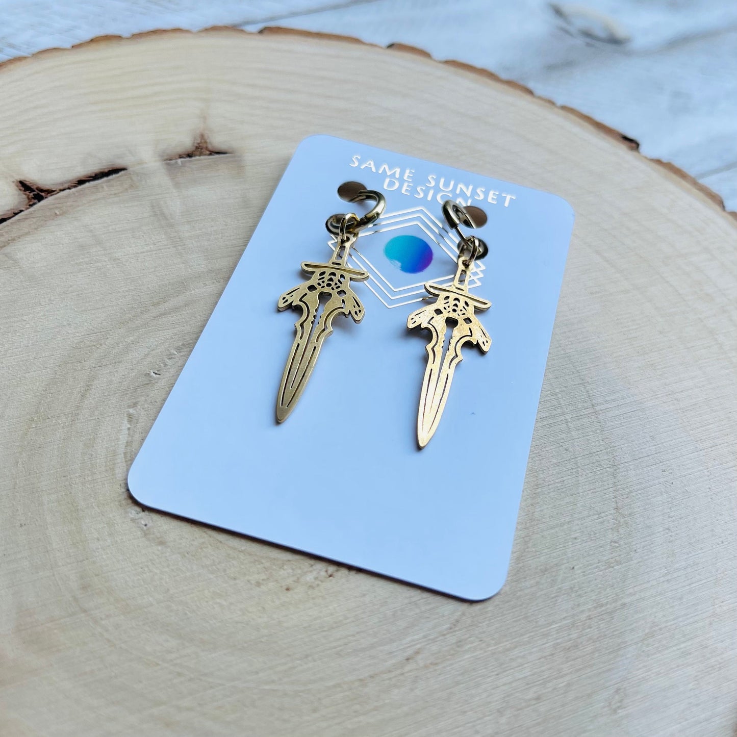 Dagger Huggie Hoop Earrings