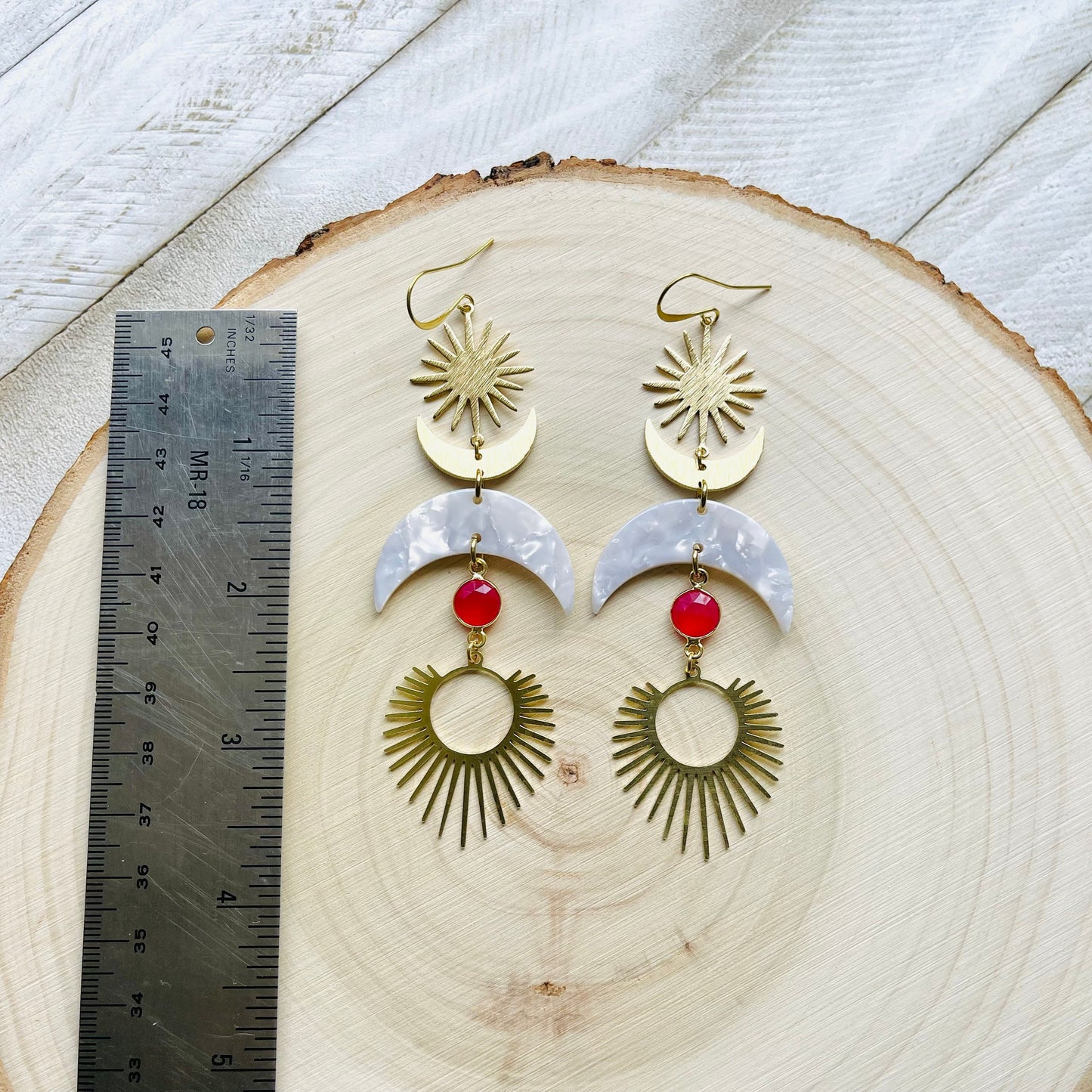 Chalcedony Moon Earrings