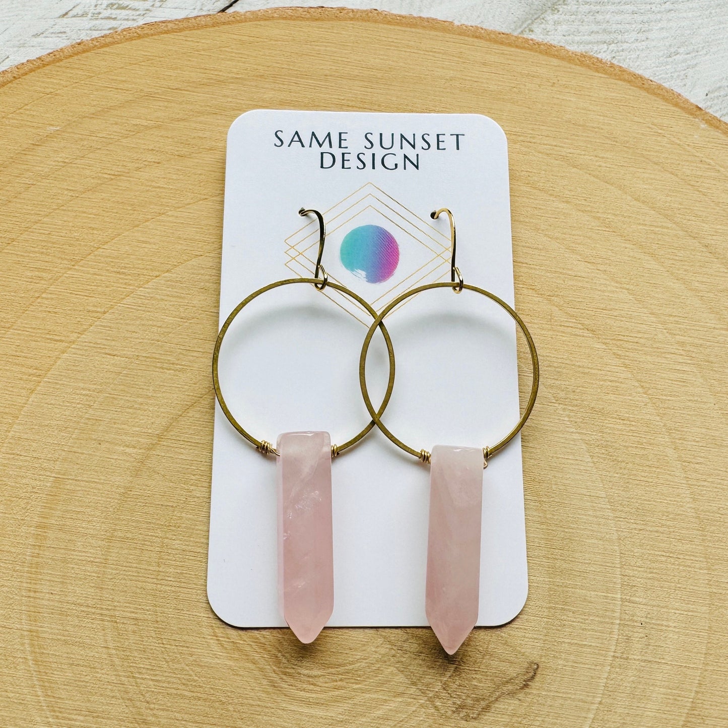 Rose Quartz Hoop Earrings